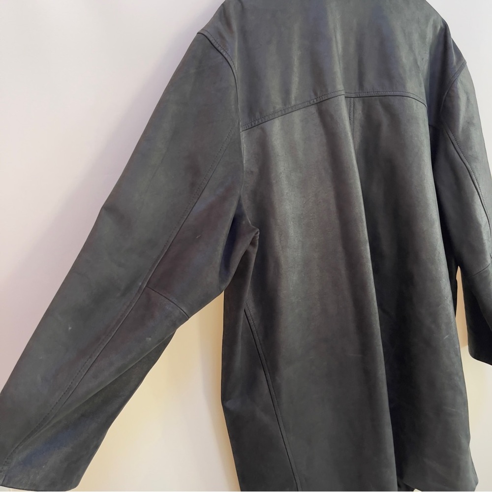 Banana Republic Black Long Line Genuine Leather Jacket, Women's Size XXL - Picture 5 of 10